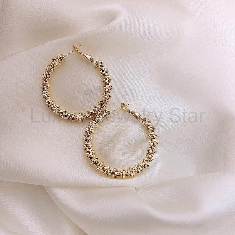 Gold Hoop Statement Earrings - image 3