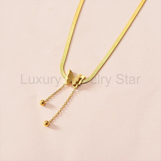 Titanium steel tassel butterfly necklace - image 2