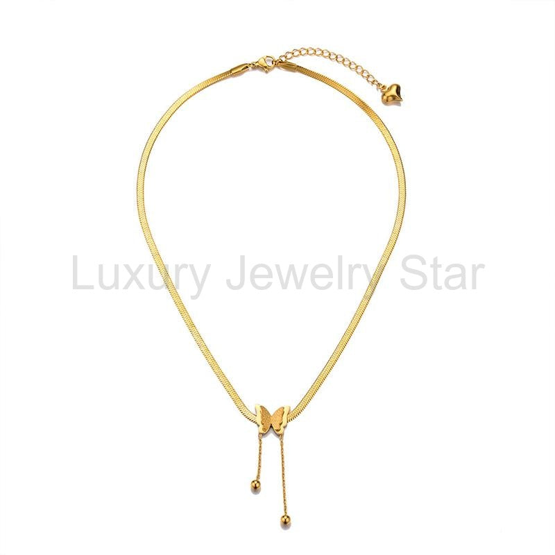 Titanium steel tassel butterfly necklace - image 3