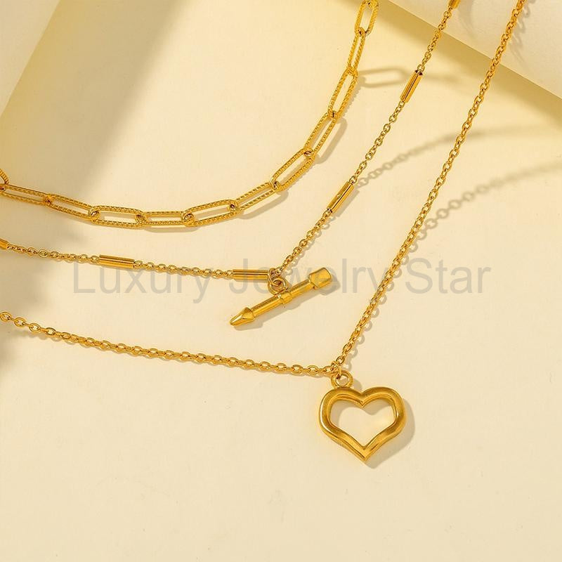 Three Layers Heart Necklace - image 2