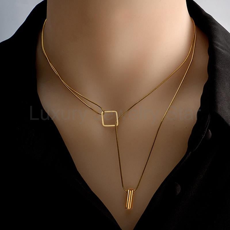 Square Titanium Steel Necklace
