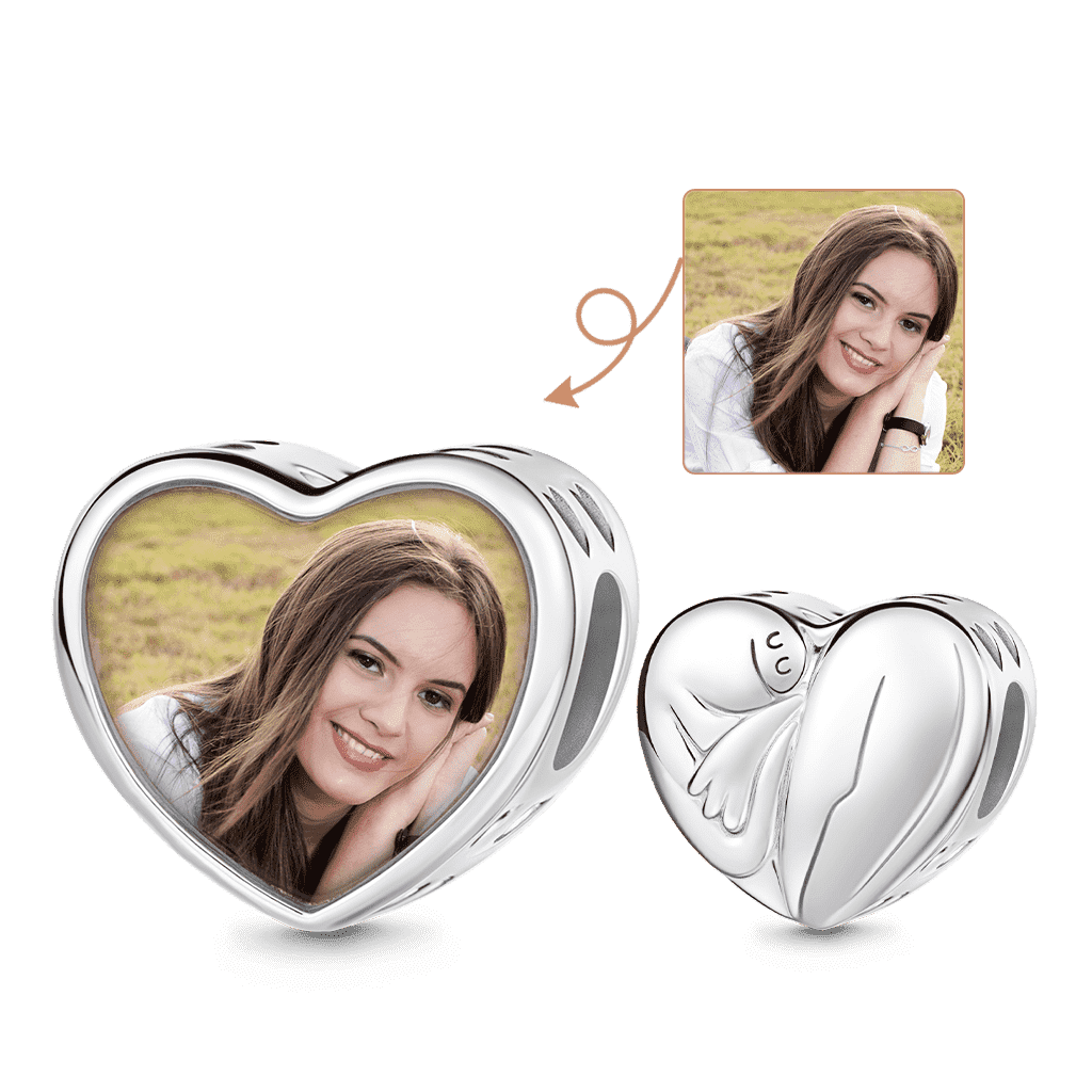 Gnoce Self-Love Heart Personalized Photo Charm