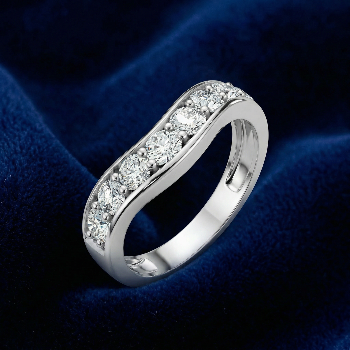 5/8Ct Diamond Curved Wedding Anniversary Band 14k Gold Lab Grown