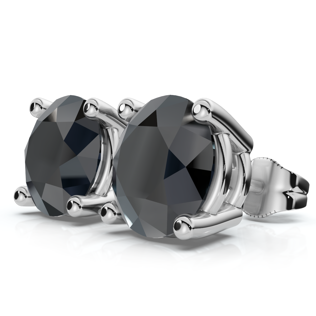 Round 4-Prong Black Diamond Studs 14k Gold