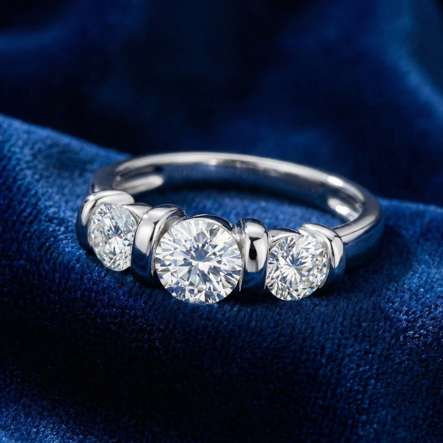 1ct 3-Stone Bar Set Engagement Ring 10K Lab Grown