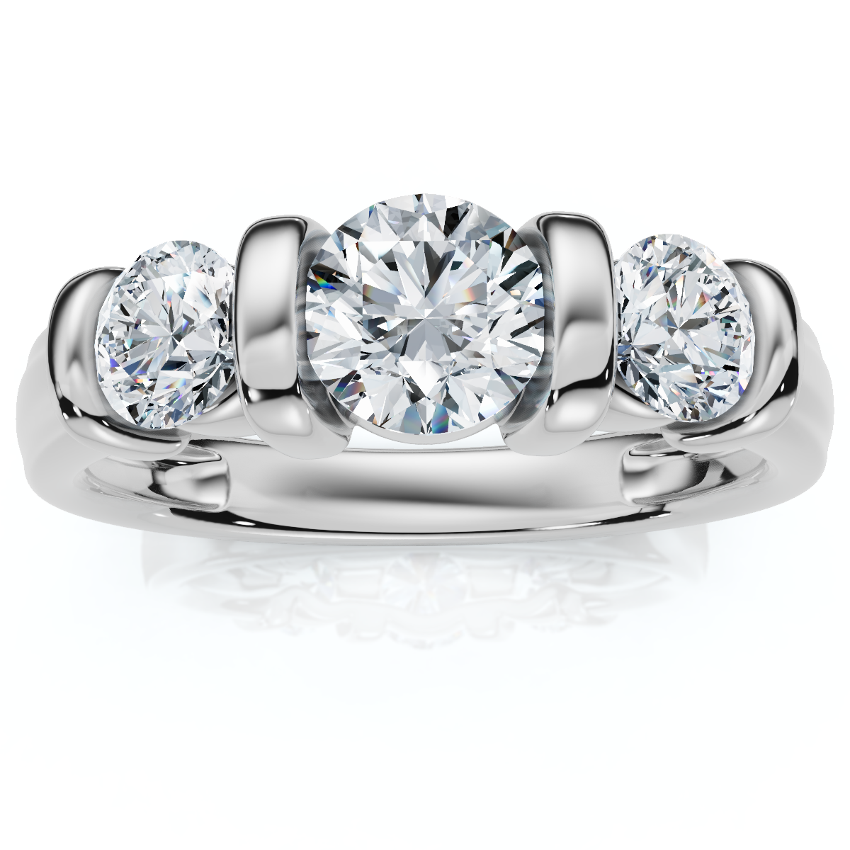 1ct 3-Stone Bar Set Engagement Ring 10K Lab Grown