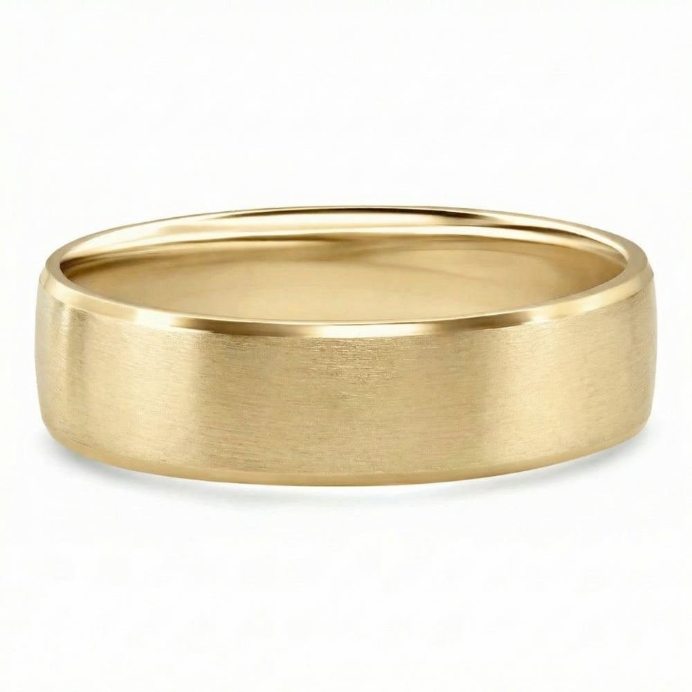 Men's Brushed Beveled Edge Weddign Band 14k Gold or Platinum