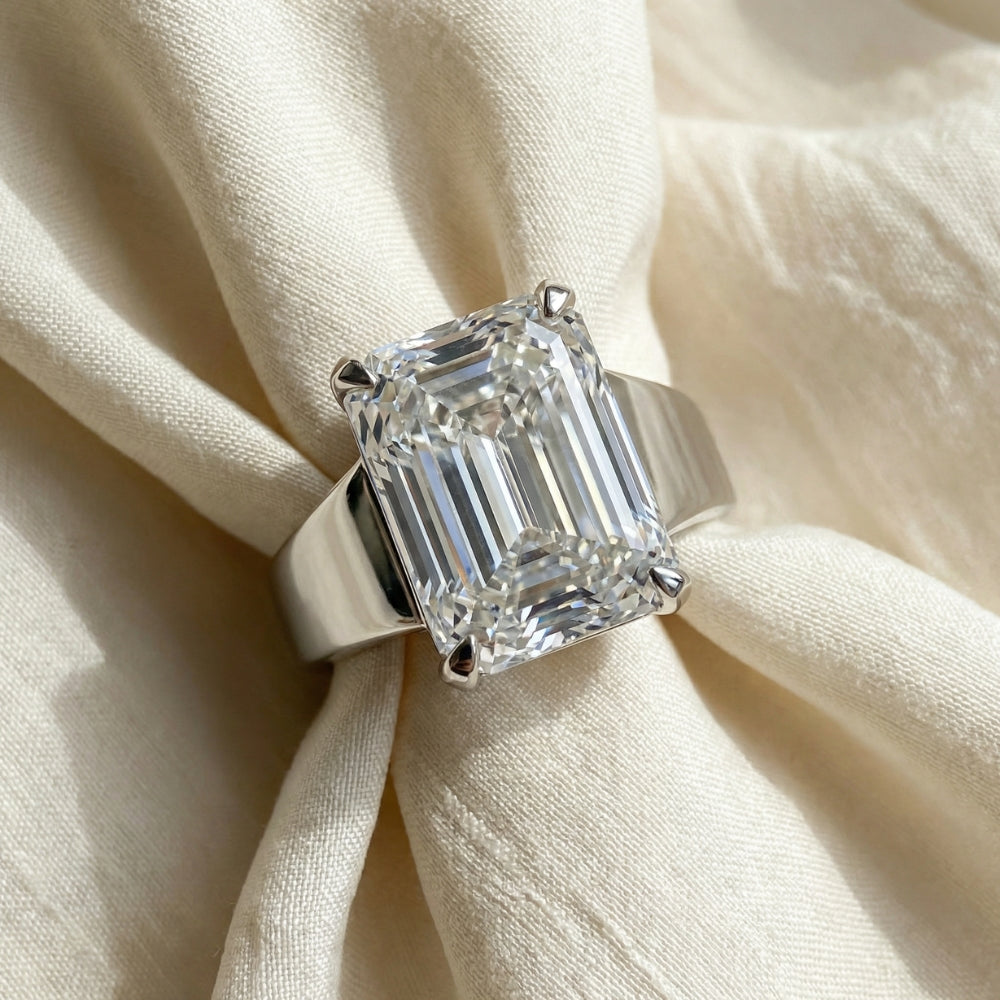 Certified 6Ct Emerald Cut Stephanie Diamond Engagement Ring 14k Gold Lab Grown