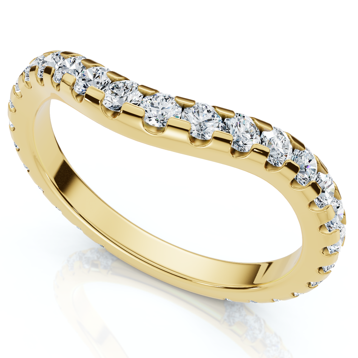 3/4Ct Curved Pave Diamond Wedding Anniversary Ring 14k Gold Lab Grown