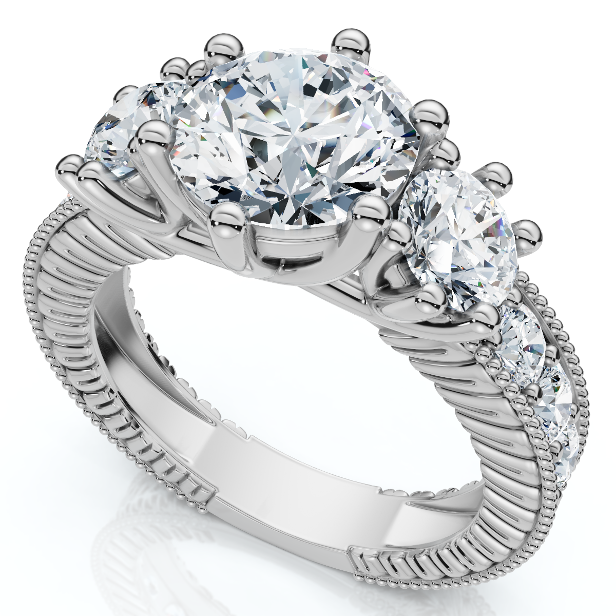 Certified 3 1/2Ct Elizabeth Diamond Engagement Vintage Ring 14k Gold Lab Grown