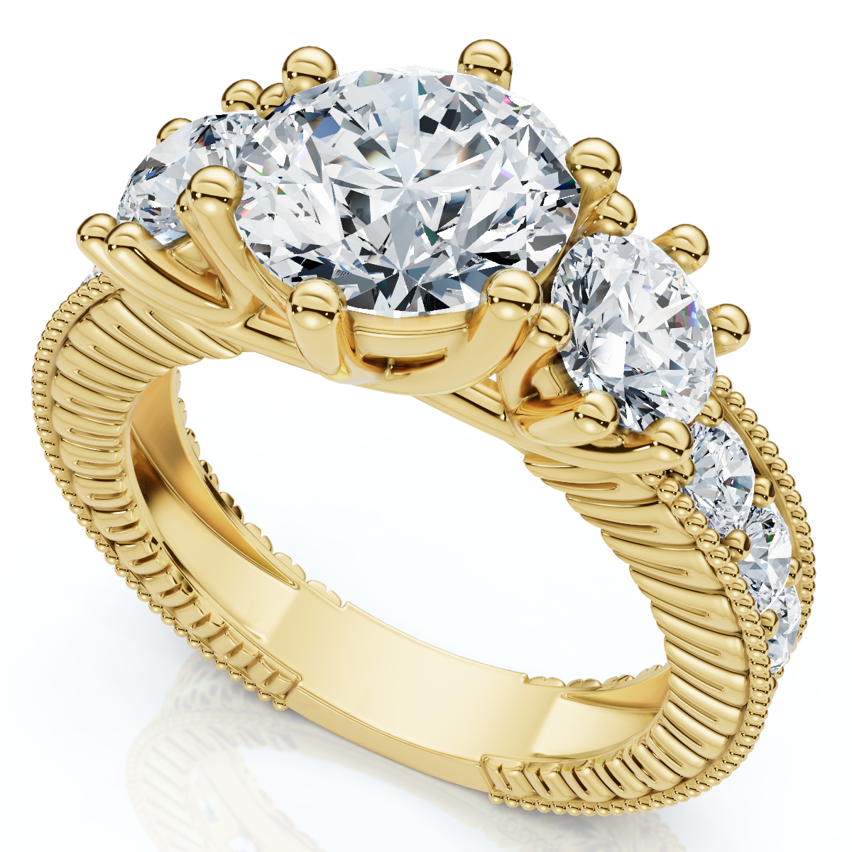 Certified 3 1/2Ct Elizabeth Diamond Engagement Vintage Ring 14k Gold Lab Grown