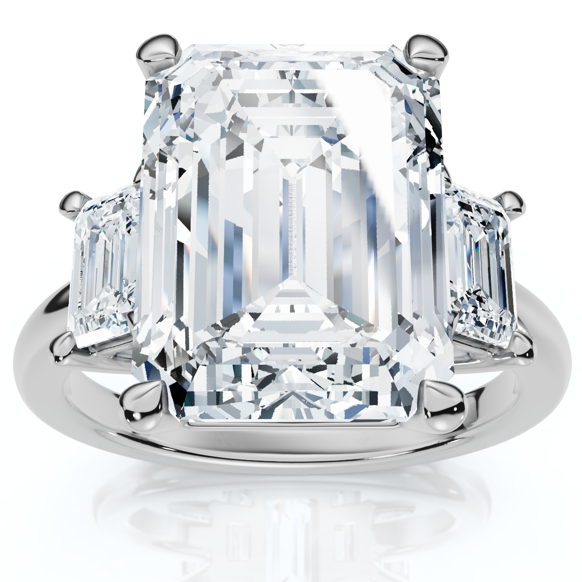 Certified 6 3/4Ct Rachel Emerald Cut Diamond Engagement Ring 14k Gold
