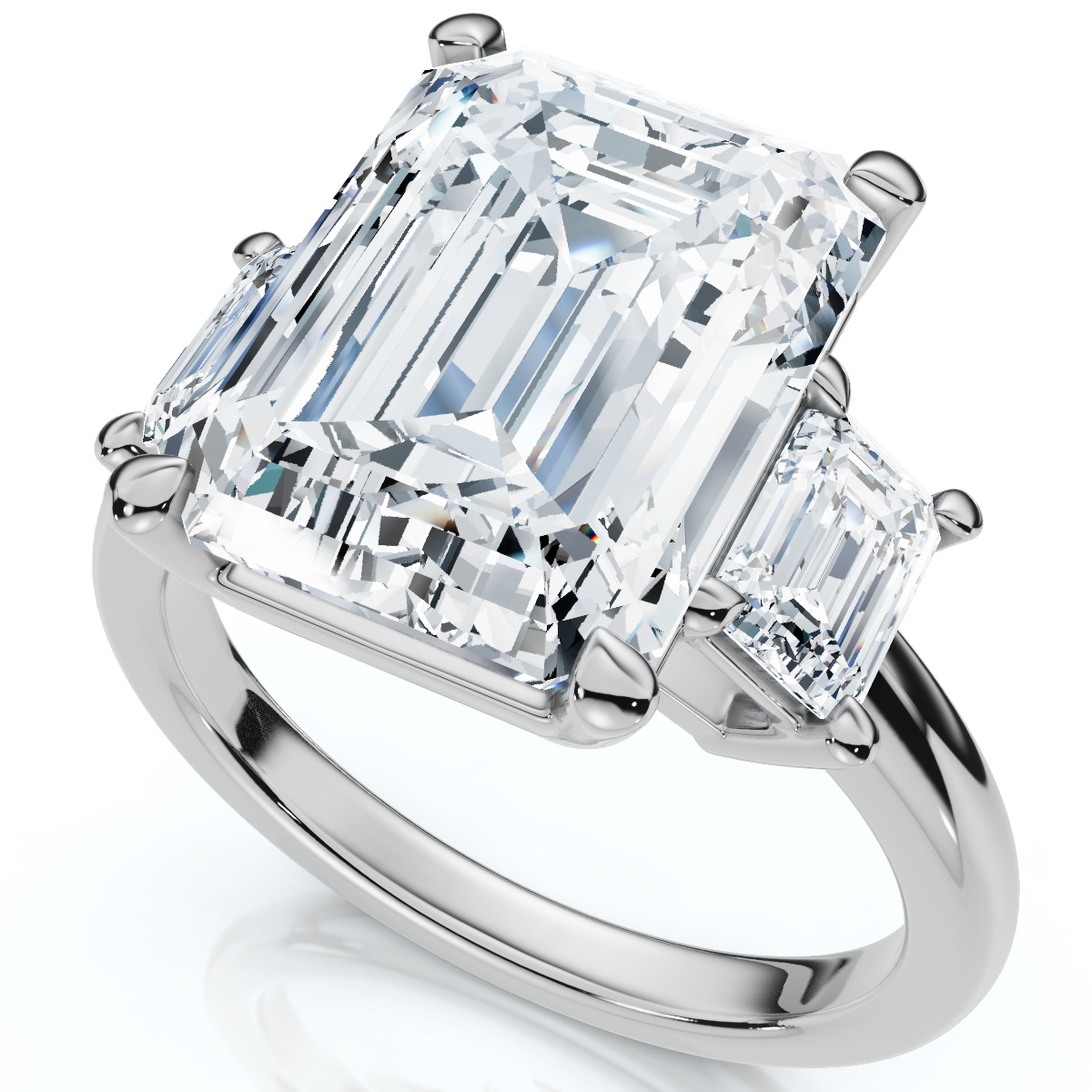 Certified 6 3/4Ct Rachel Emerald Cut Diamond Engagement Ring 14k Gold