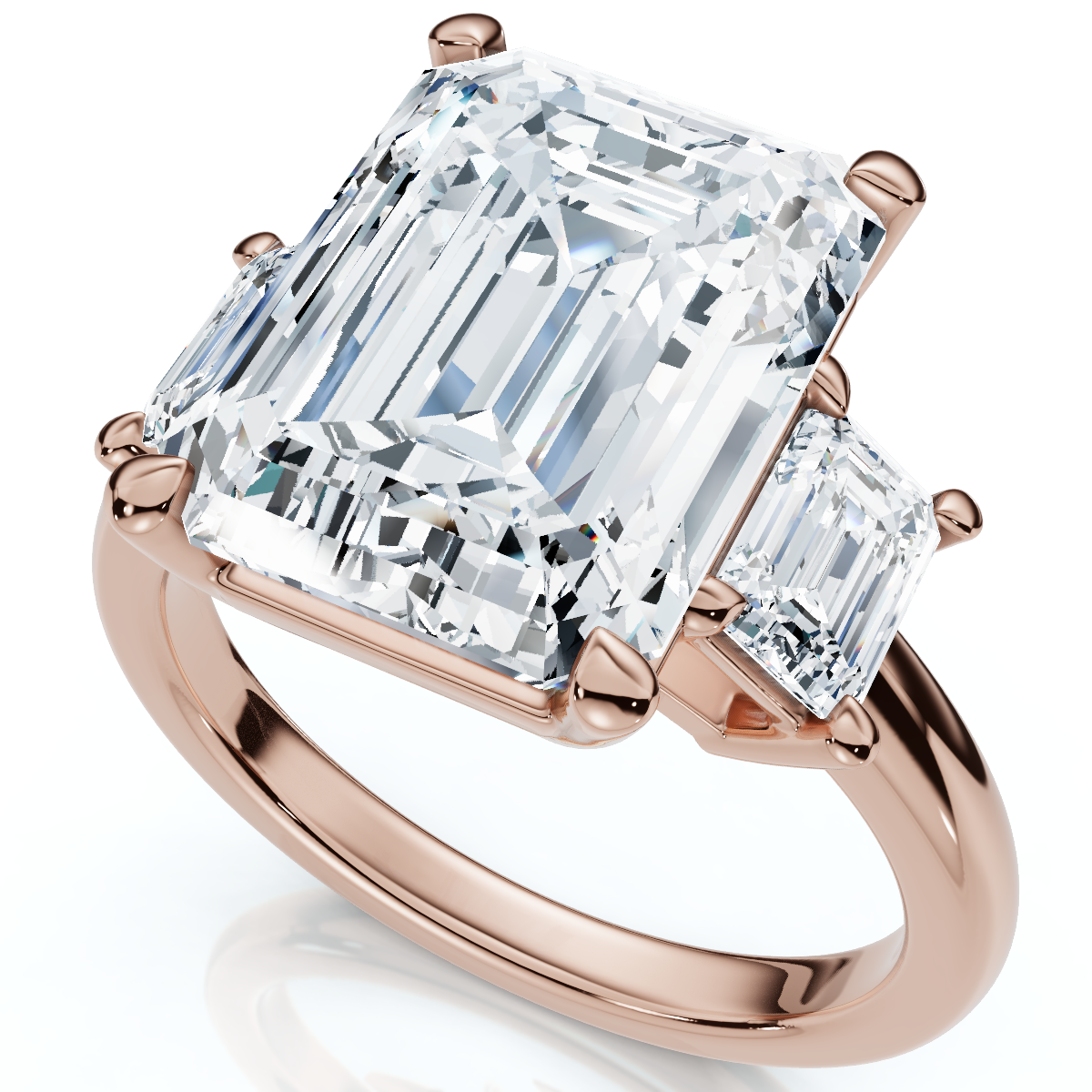 Certified 6 3/4Ct Rachel Emerald Cut Diamond Engagement Ring 14k Gold