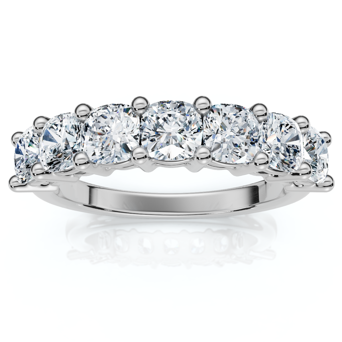 1 3/8Ct Cushion Cut Seven Stone Wedding Ring 14k Gold Lab Grown