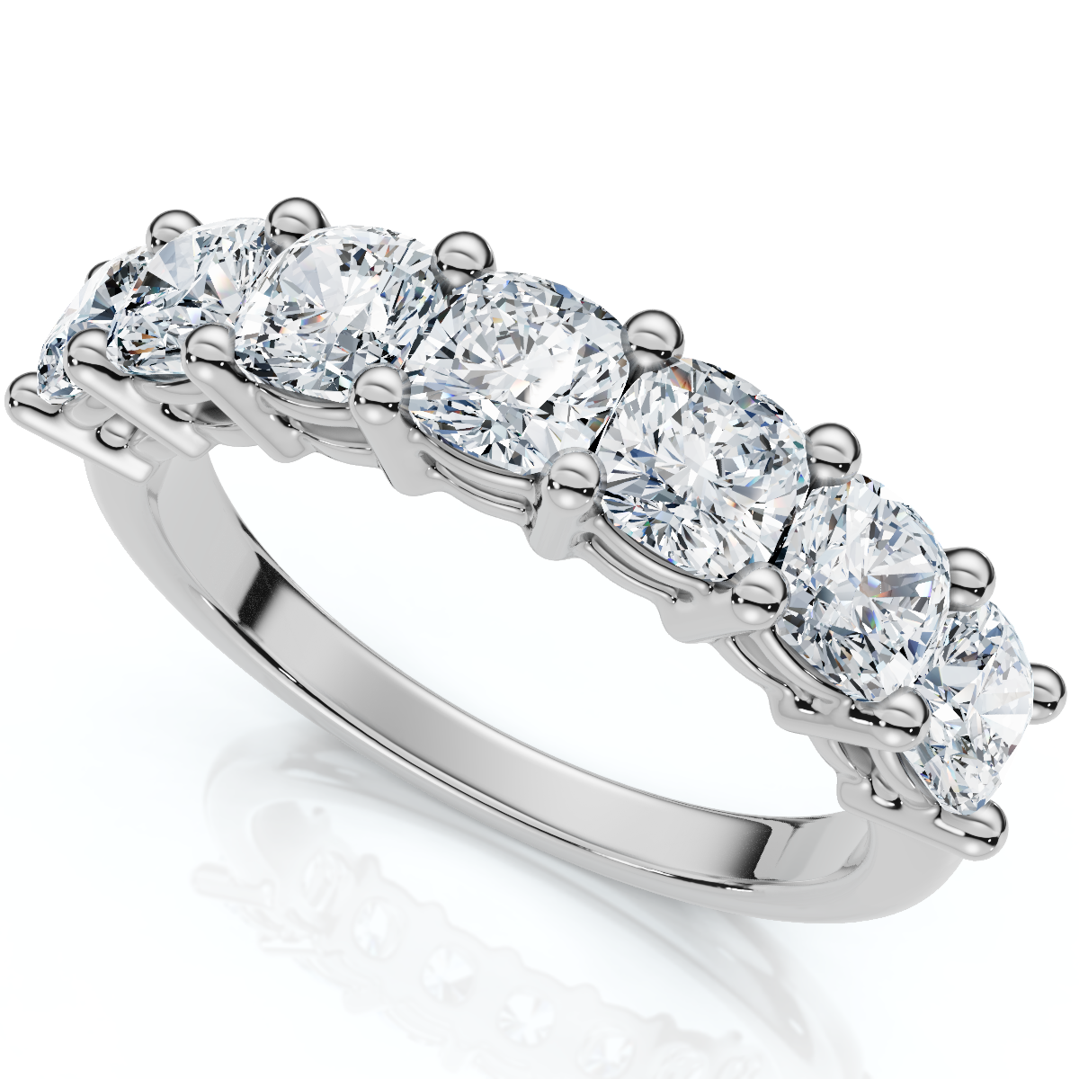 1 3/8Ct Cushion Cut Seven Stone Wedding Ring 14k Gold Lab Grown