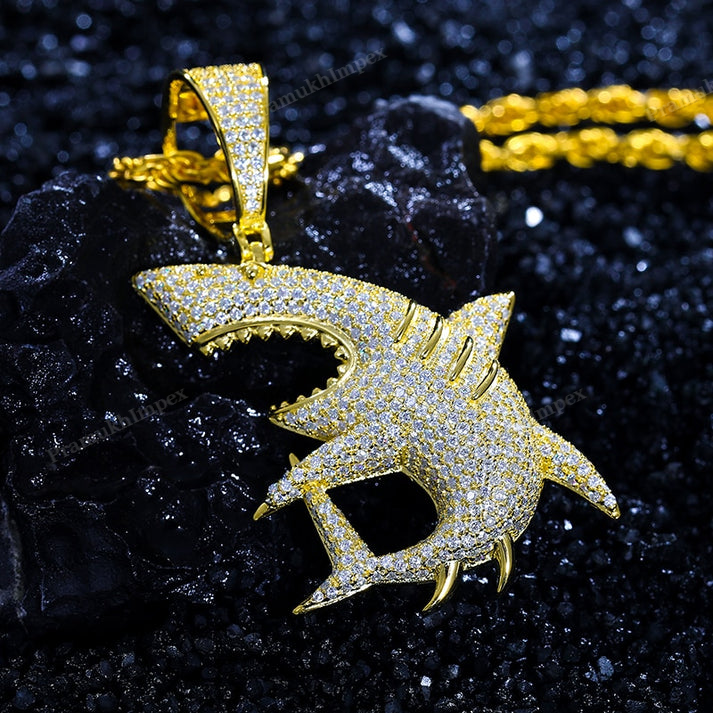 Moissanite S925 Silver Wild Shark Pendant