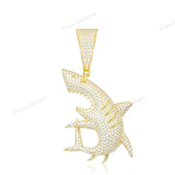 Moissanite S925 Silver Wild Shark Pendant
