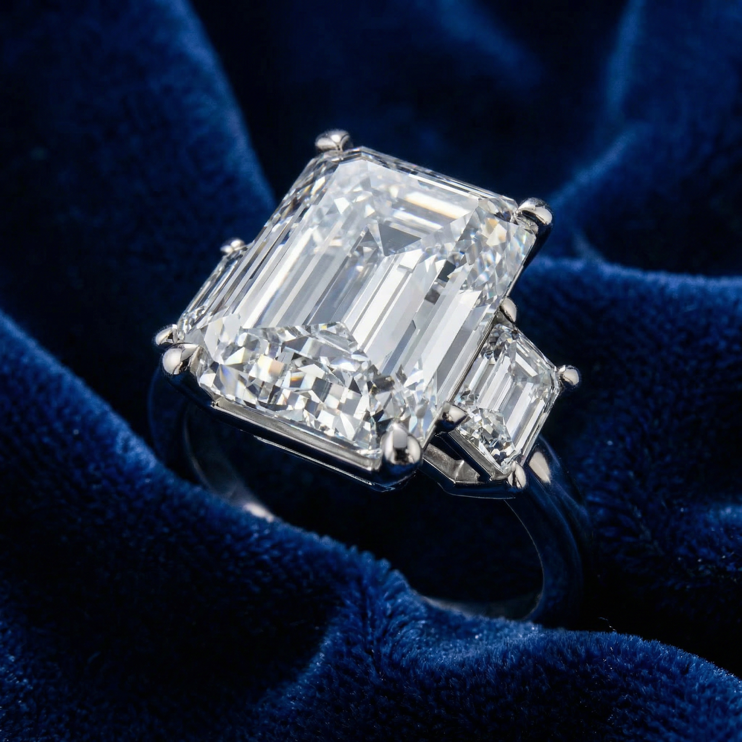 Certified 6 3/4Ct Rachel Emerald Cut Diamond Engagement Ring 14k Gold