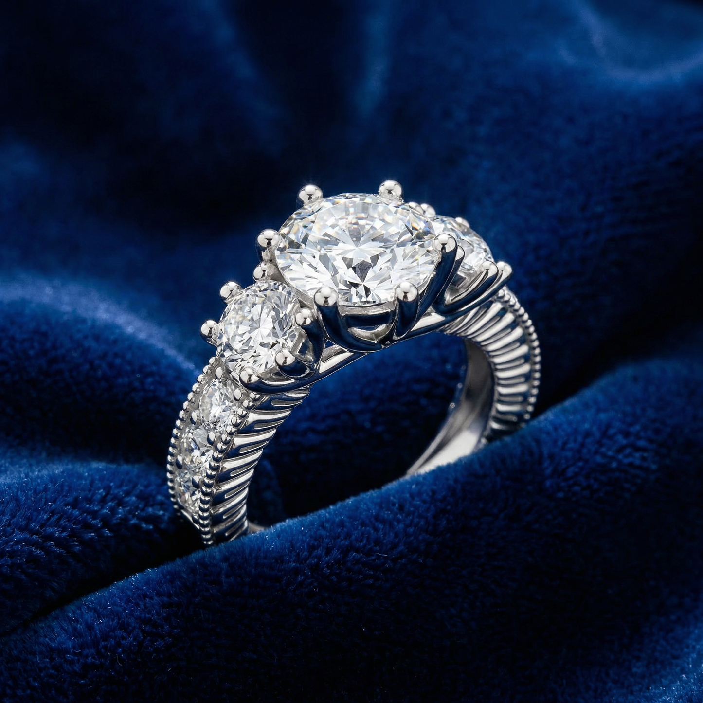 Certified 3 1/2Ct Elizabeth Diamond Engagement Vintage Ring 14k Gold Lab Grown