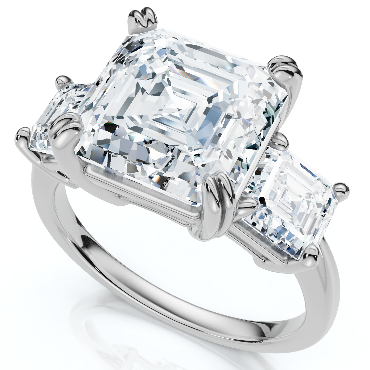 Certified 6Ct Asscher Cut Diamond Engagement Ring 14k Gold Lab Grown