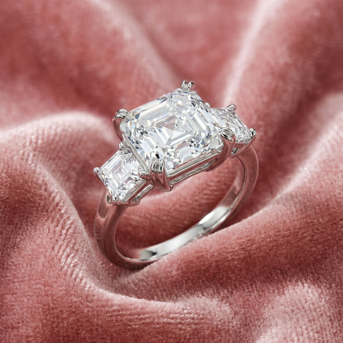 Certified 6Ct Asscher Cut Diamond Engagement Ring 14k Gold Lab Grown
