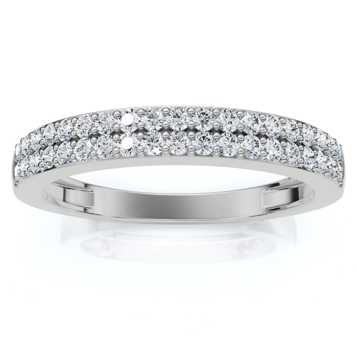 1/4Ct Pave Double Row Wedding Ring Stackable Band 10k Gold Lab Grown
