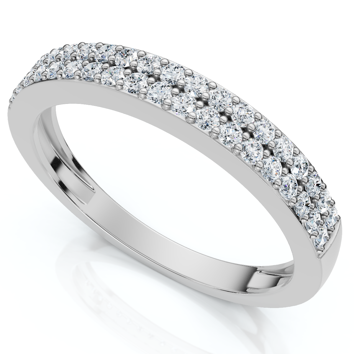 1/4Ct Pave Double Row Wedding Ring Stackable Band 10k Gold Lab Grown