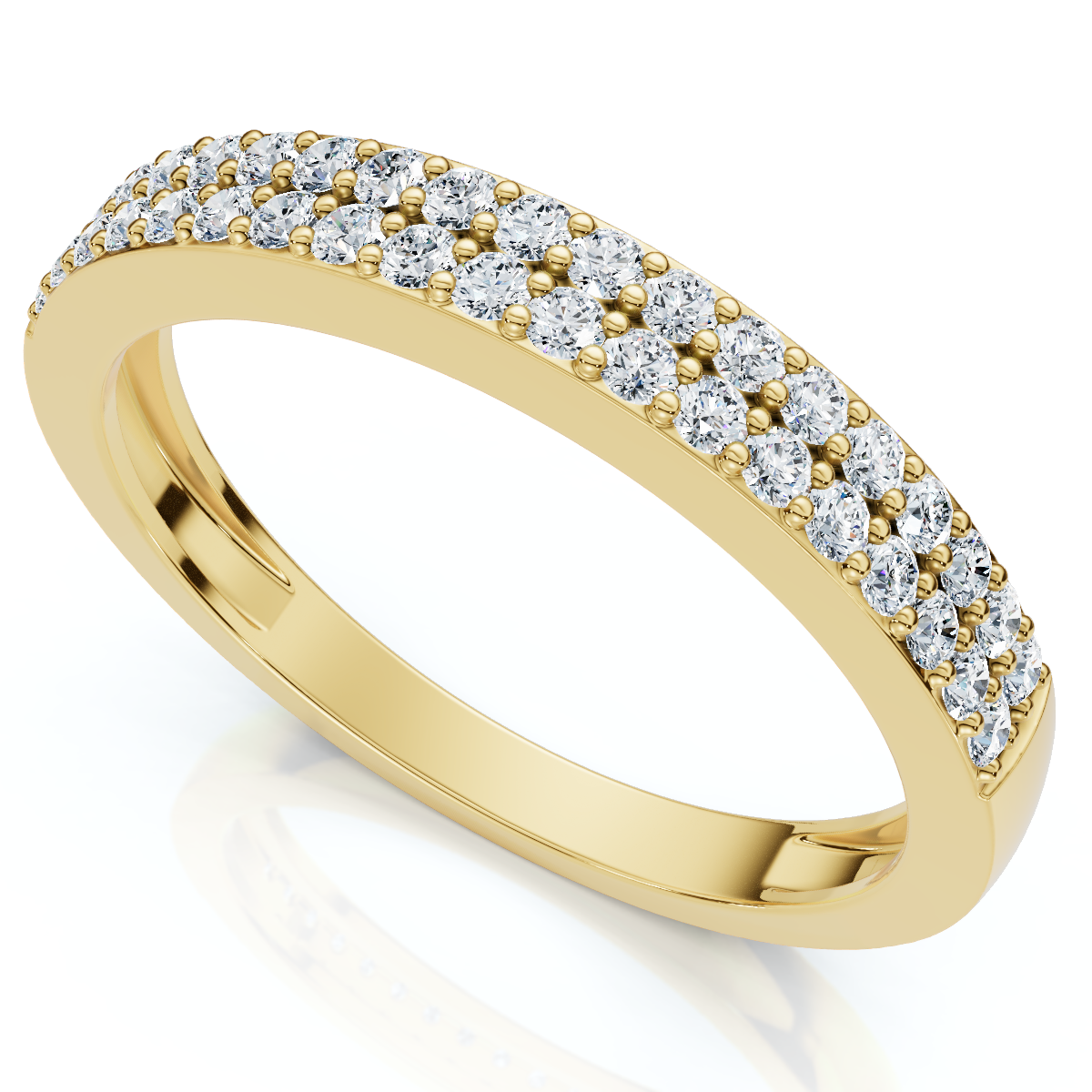 1/4Ct Pave Double Row Wedding Ring Stackable Band 10k Gold Lab Grown