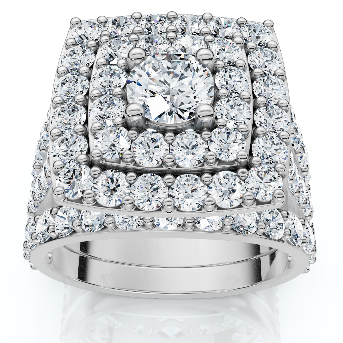 3Ct Cushion Halo Diamond Engagement Wedding Ring Set Lab Grown 10k