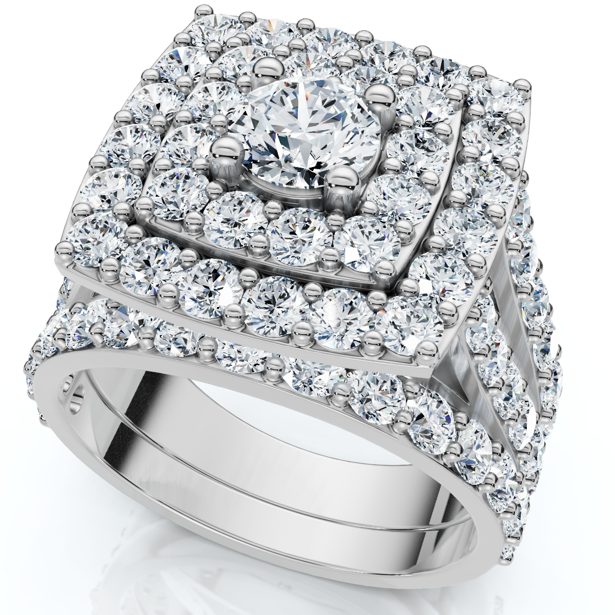 3Ct Cushion Halo Diamond Engagement Wedding Ring Set Lab Grown 10k