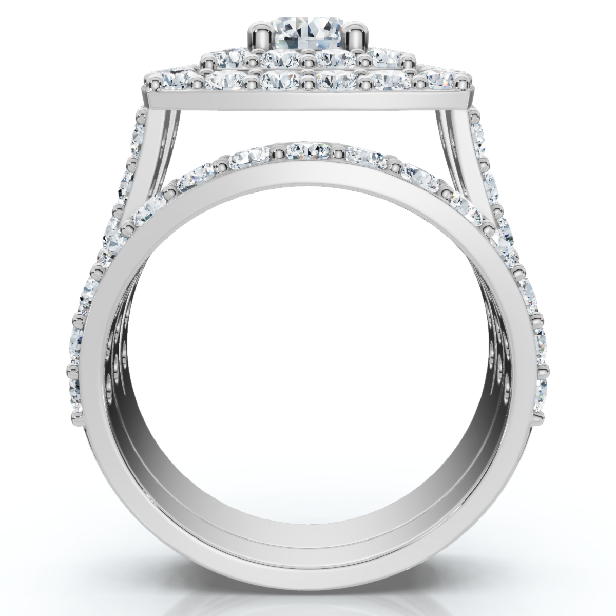 3Ct Cushion Halo Diamond Engagement Wedding Ring Set Lab Grown 10k