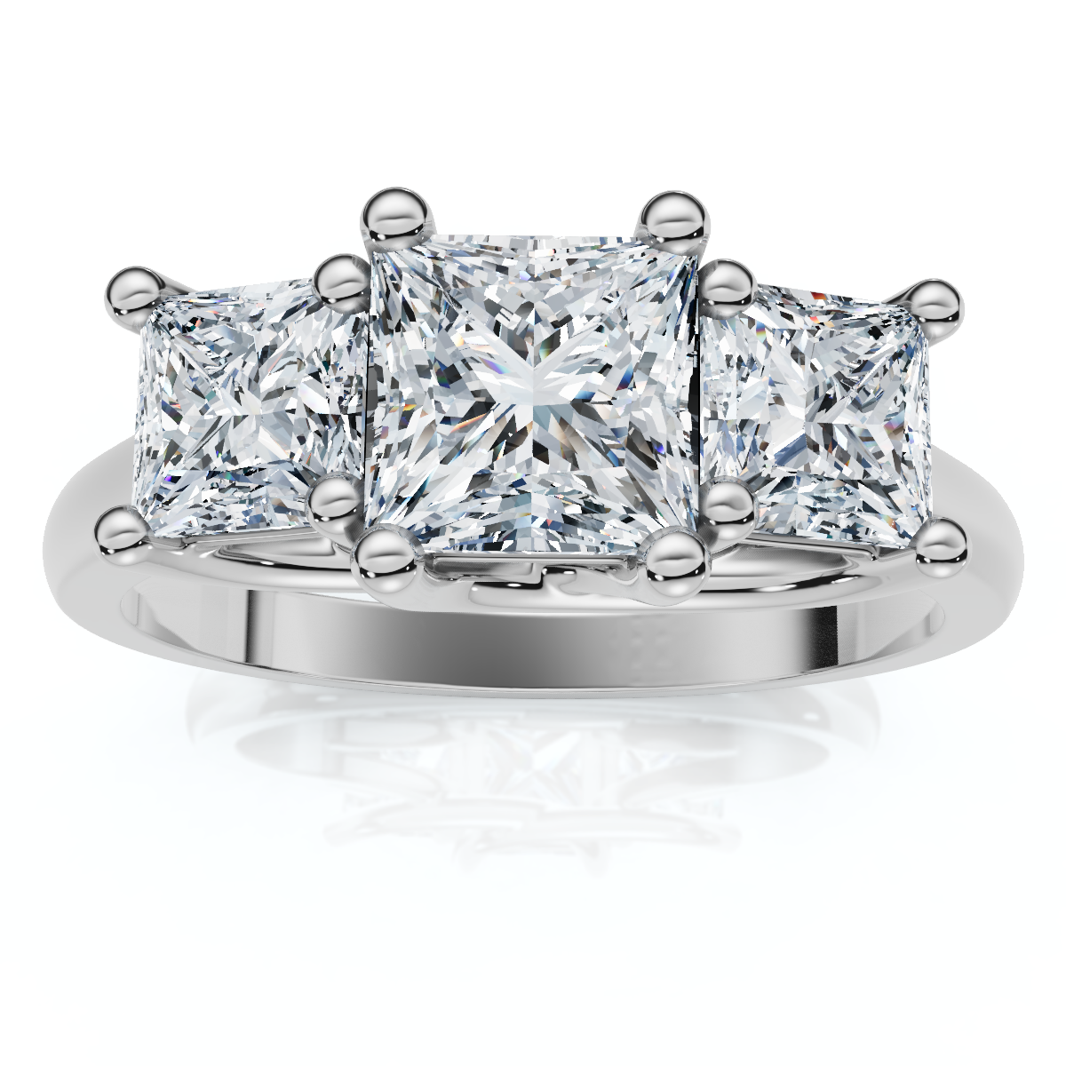 1 1/2Ct Princess Cut Diamond May Engagement 3-Stone Ring 14k Gold Lab Grown