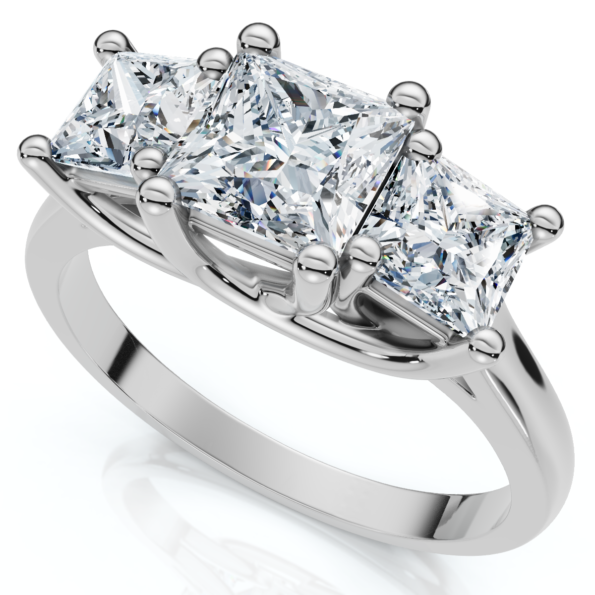 1 1/2Ct Princess Cut Diamond May Engagement 3-Stone Ring 14k Gold Lab Grown