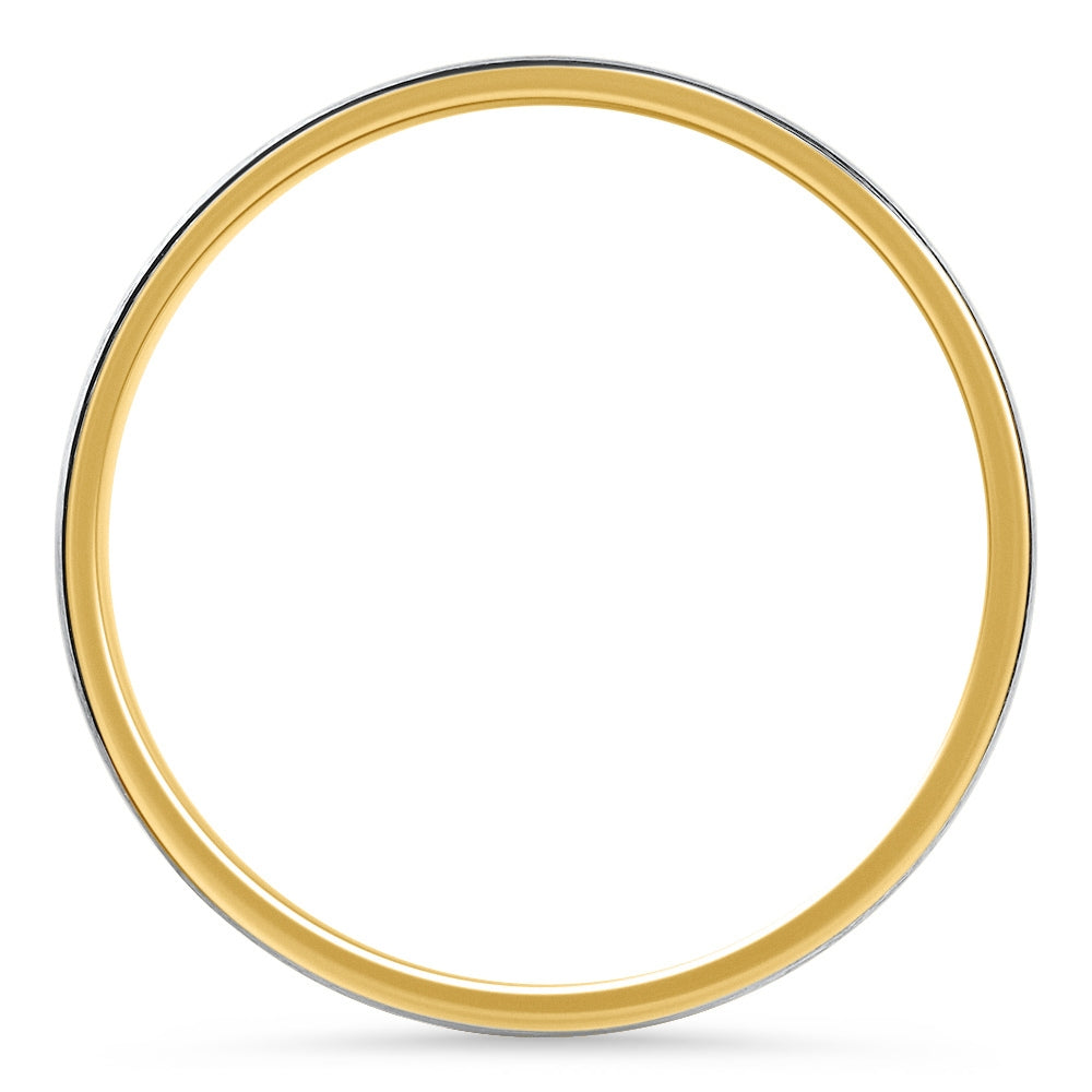 Men's Brushed Two Tone Wedding Band 14k Gold Ring