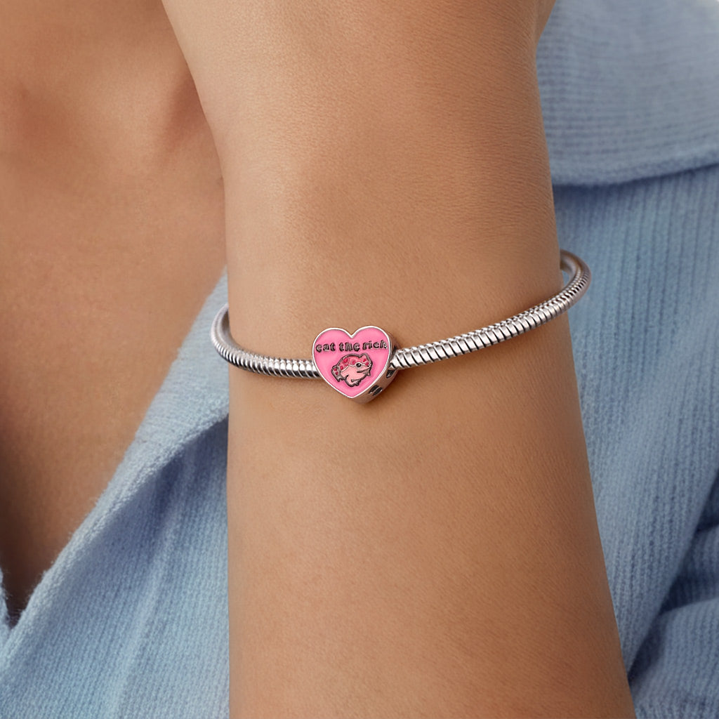Gnoce “eat the rich” Frog Lucky Heart Charm