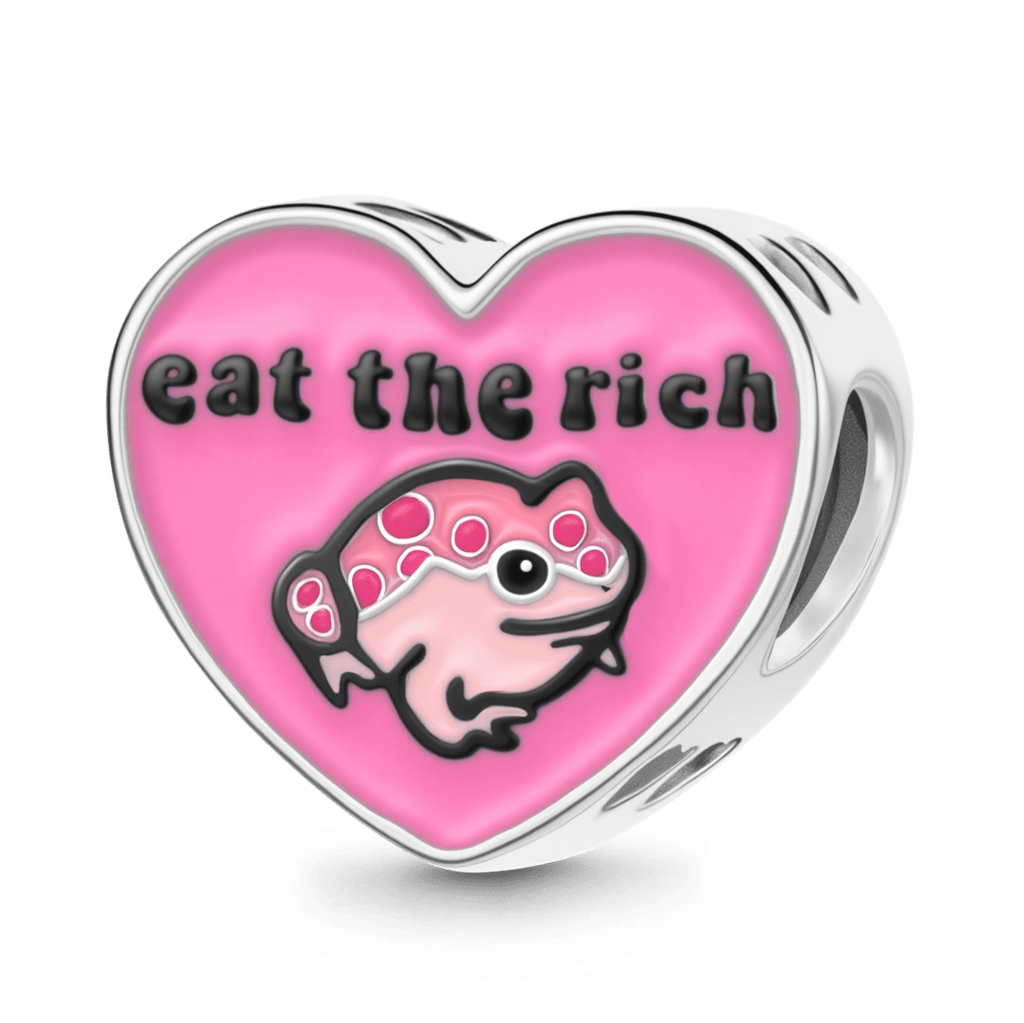 Gnoce “eat the rich” Frog Lucky Heart Charm