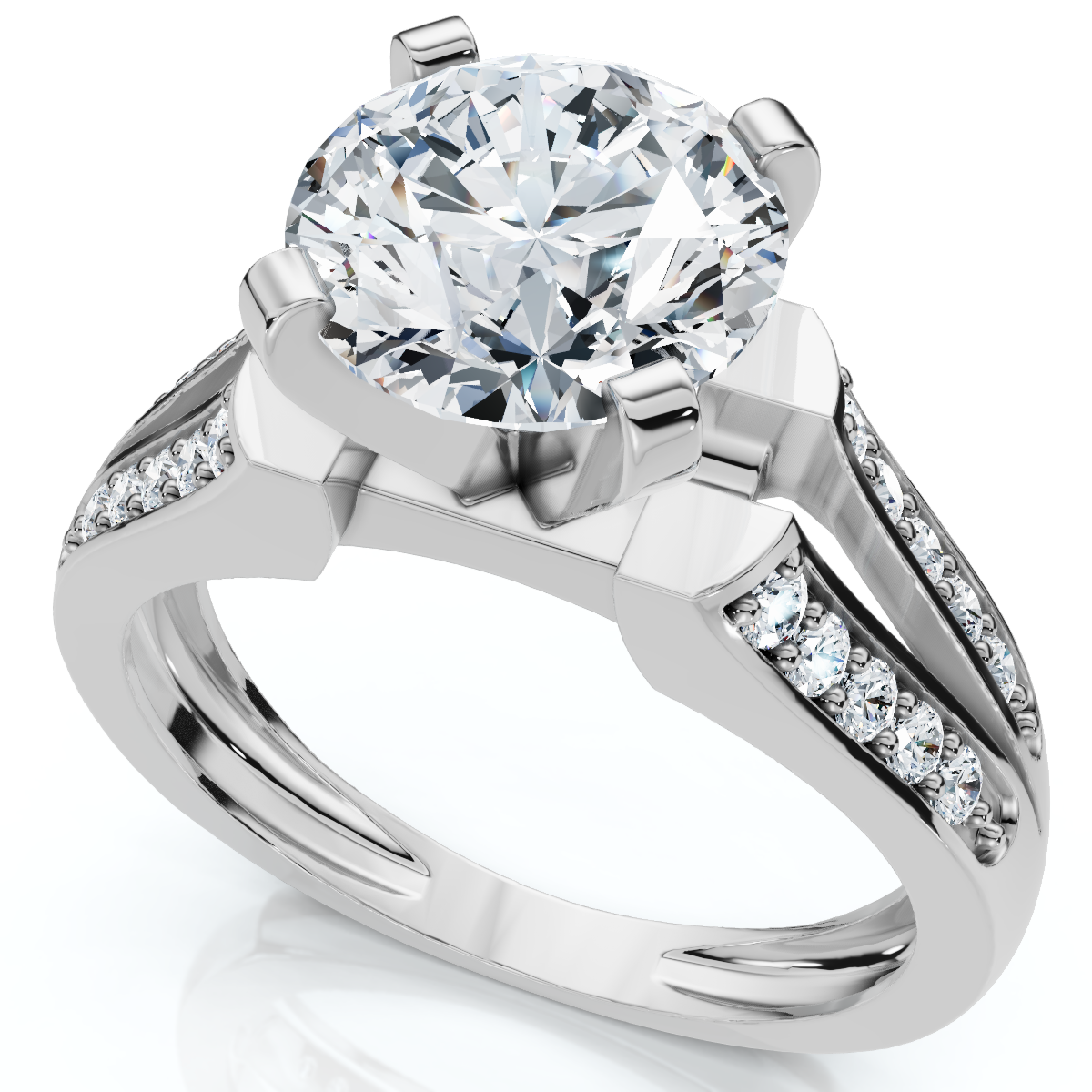 Certified 2 1/5Ct Alexa Diamond Engagement Ring 14k Gold Lab Grown (2ct center)