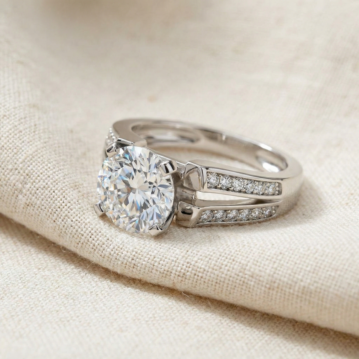 Certified 2 1/5Ct Alexa Diamond Engagement Ring 14k Gold Lab Grown (2ct center)