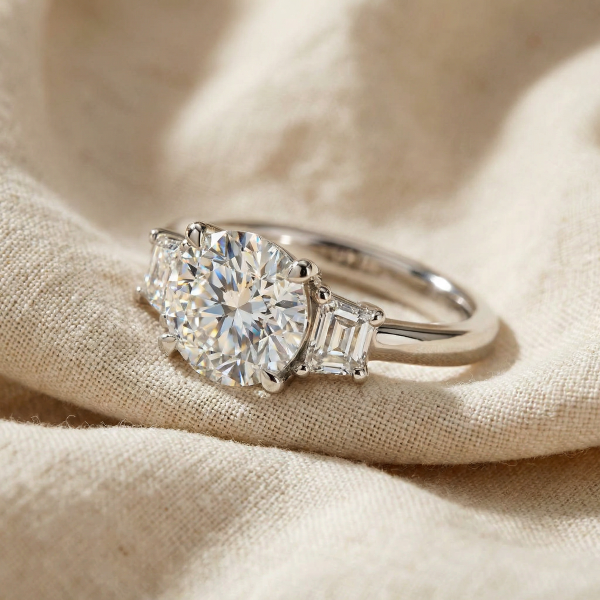 Certified 3 3/4Ct Kiran Diamond Engagement Ring 14k Gold