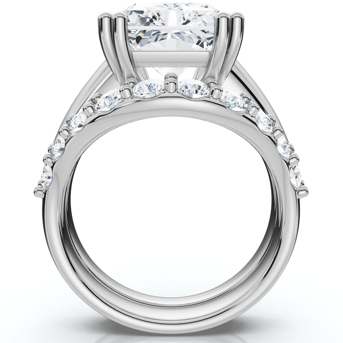 Certified 8Ct Radiant Cut Diamond Engagement Ring Set 14k Gold Lab Grown
