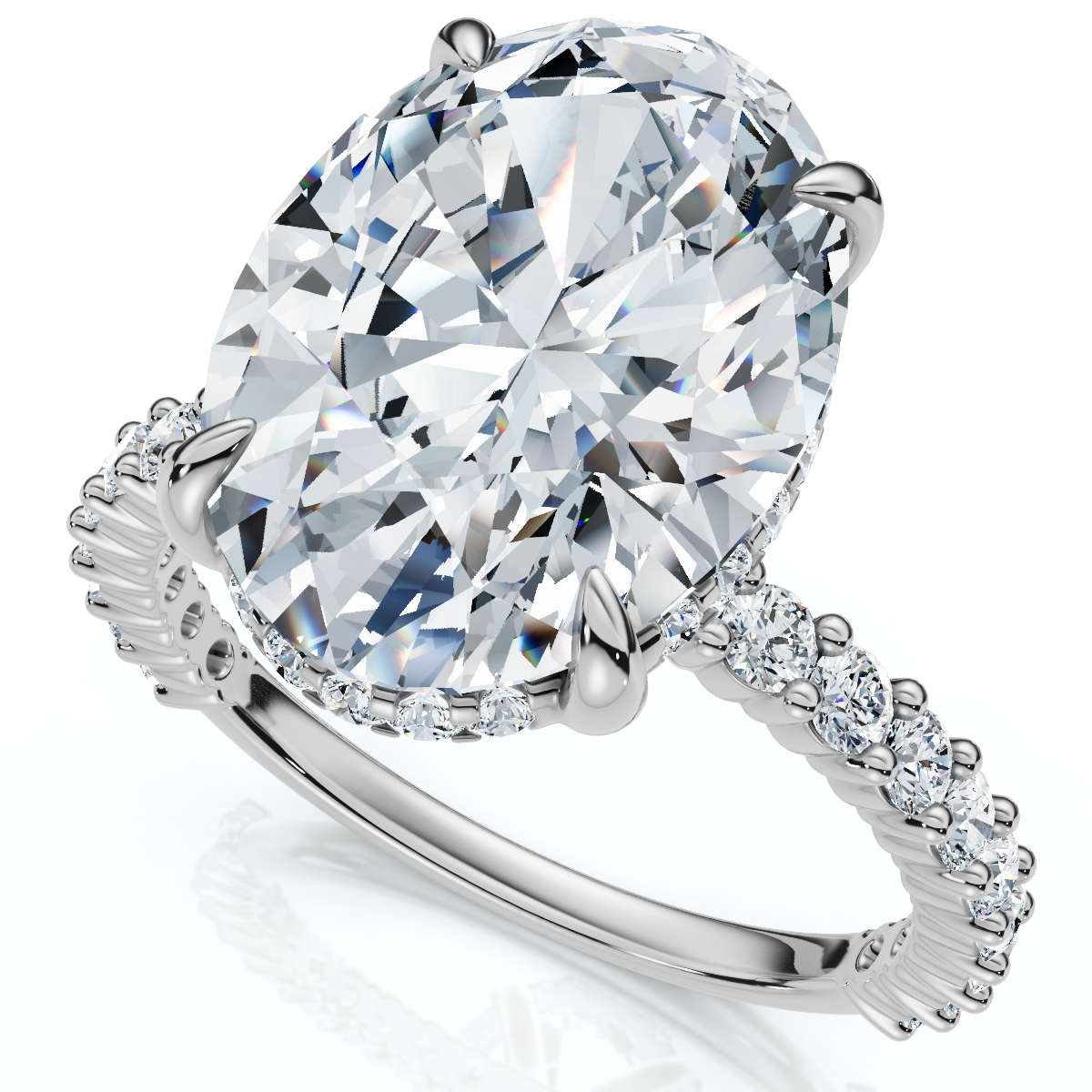 Certified 4 1/2Ct Hidden Halo Diamond Engagement Ring 14k Gold Lab Grown
