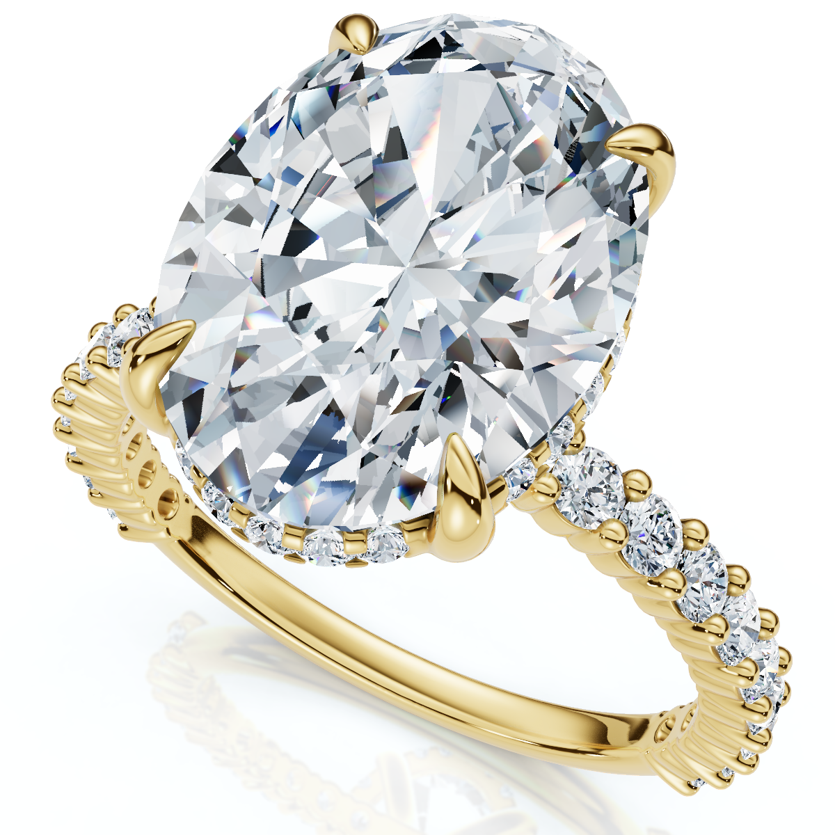 Certified 4 1/2Ct Hidden Halo Diamond Engagement Ring 14k Gold Lab Grown