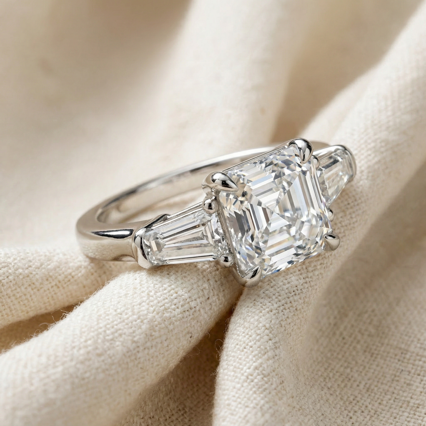 Certified 2 1/2Ct Paulina Asscher Dut Diamond Engagement Ring 14k Gold Lab Grown