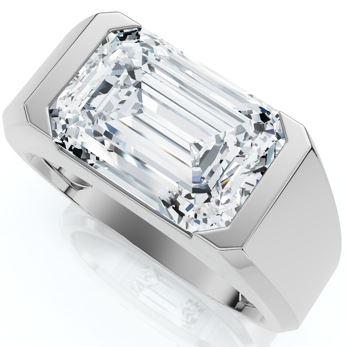 Certified 4Ct Men's Gabriel Emerald Diamond Ring 10k Gold Lab Grown