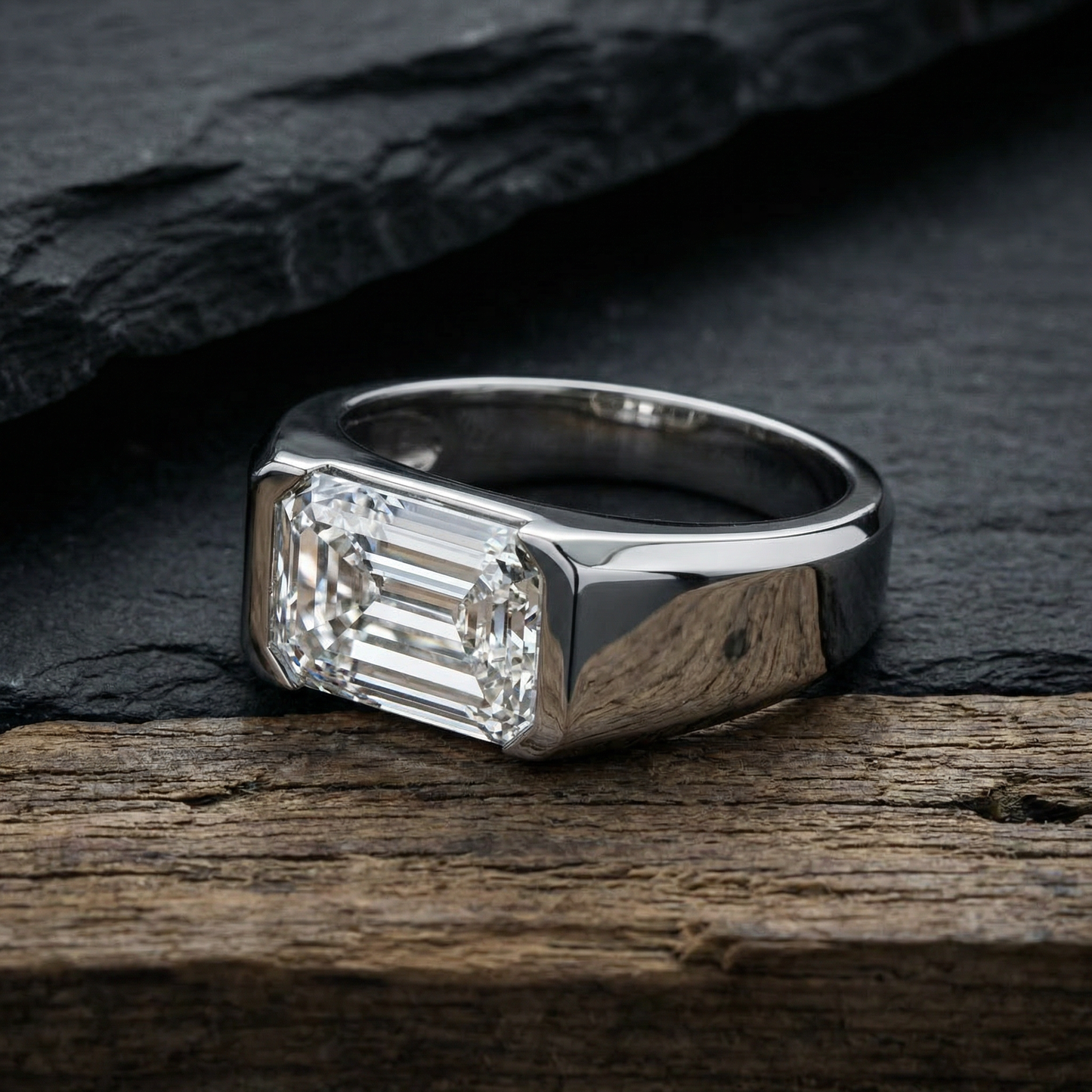 Certified 4Ct Men's Gabriel Emerald Diamond Ring 10k Gold Lab Grown