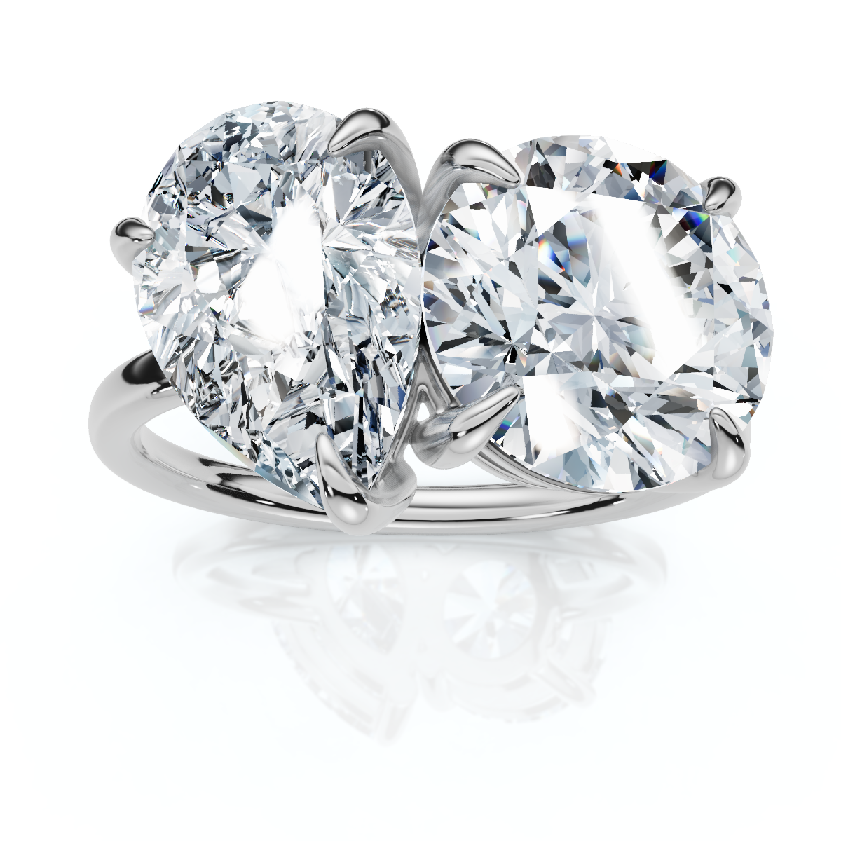 Certified Toi Et Moi 5Ct Diamond Ring 14k Gold Lab Grown