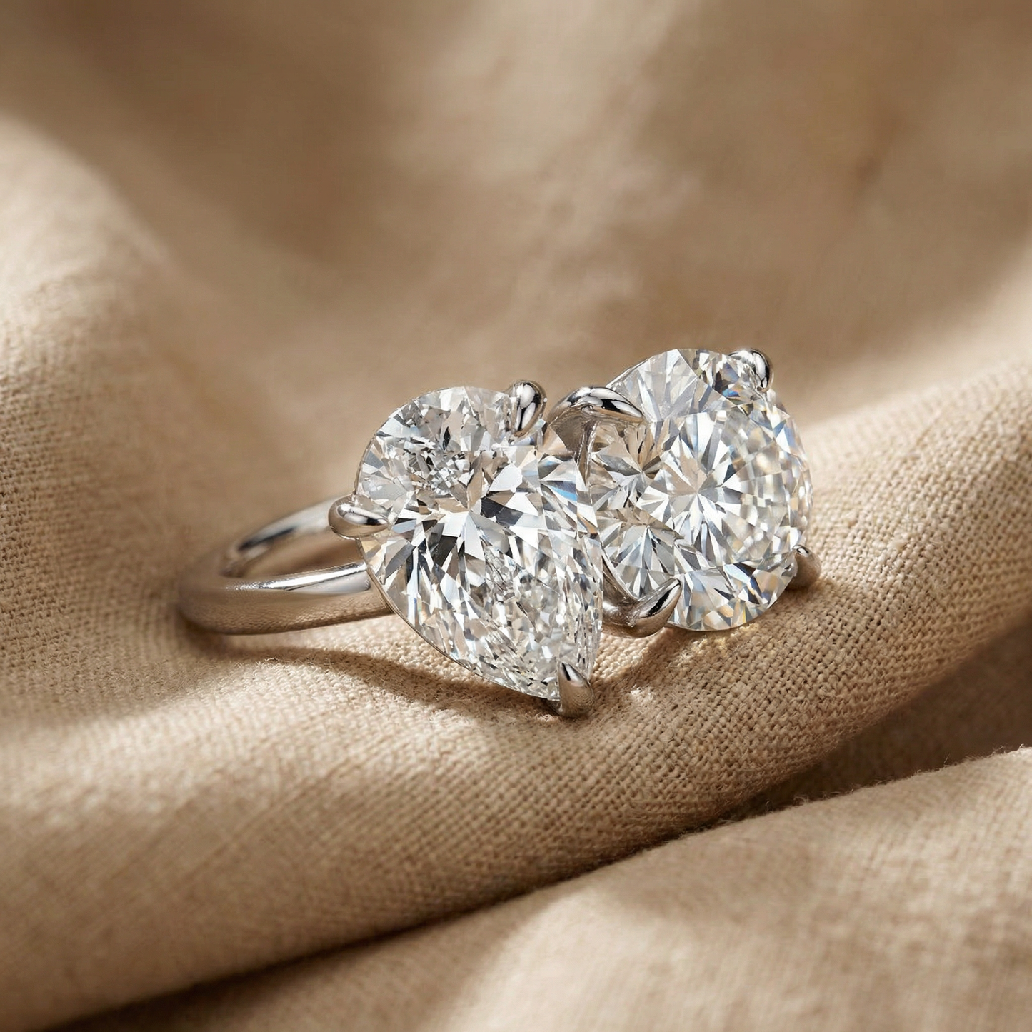 Certified Toi Et Moi 5Ct Diamond Ring 14k Gold Lab Grown