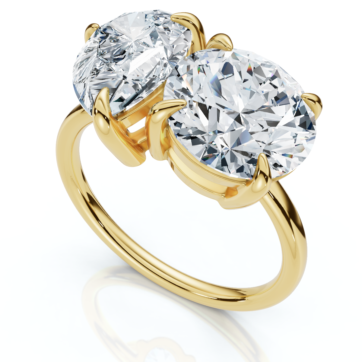 Certified Toi Et Moi 5Ct Diamond Ring 14k Gold Lab Grown