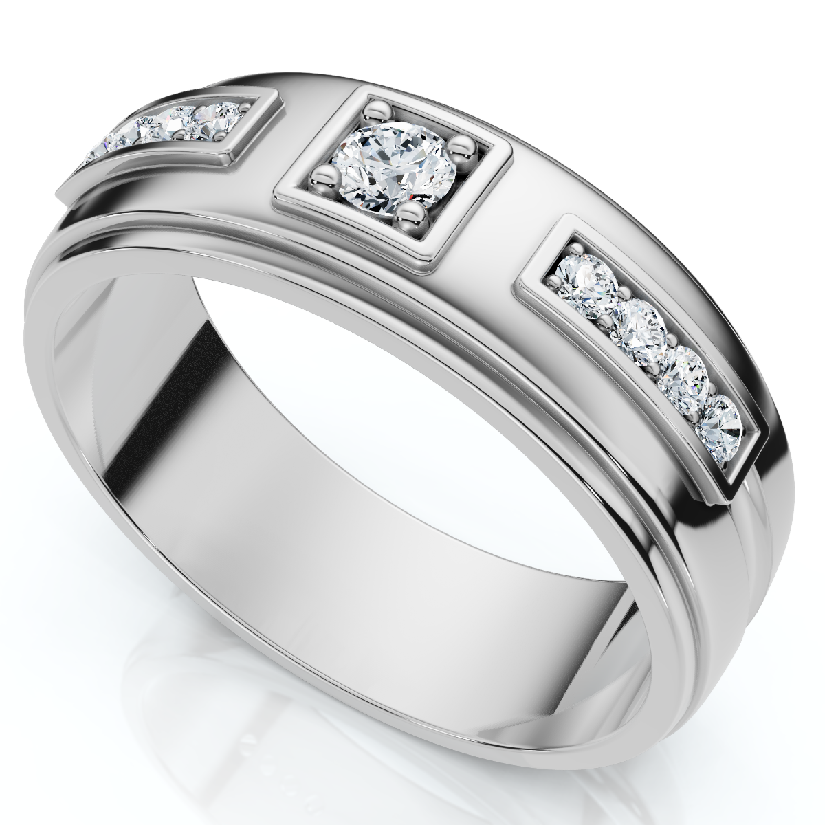 Men's 1/4Ct Matthew Diamond Wedding Ring Polished Gold 10k Lab Grown